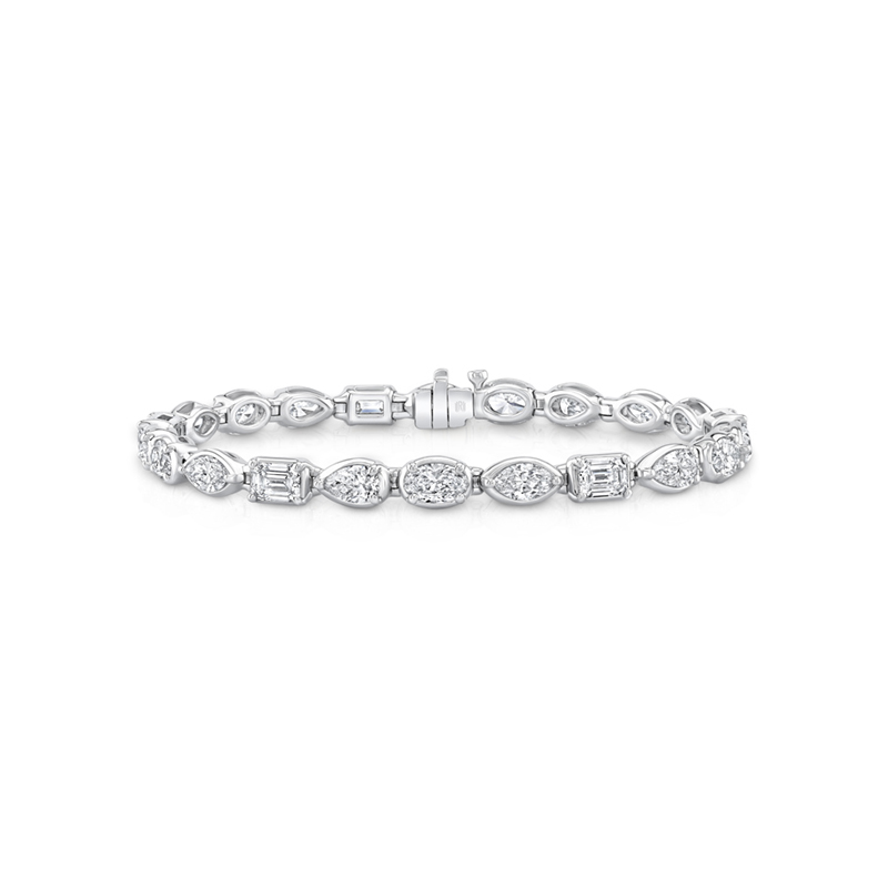 Rahaminov 18K White Gold Diamond Mixed Shape Bracelet - BR-2747