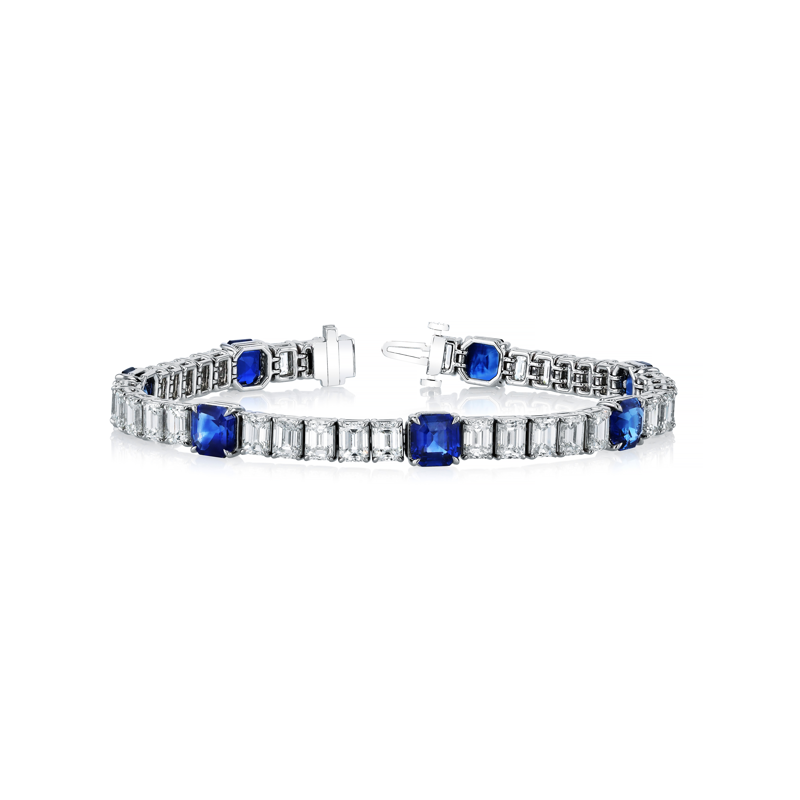Platinum Sapphire and Diamond Line Bracelet - FB049AP 189028