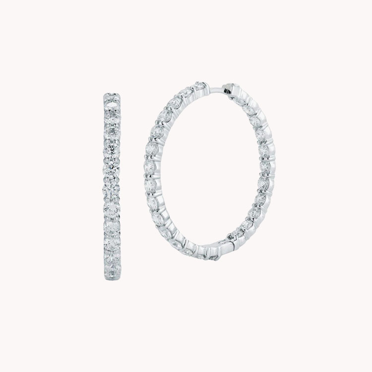 Roberto Coin 18K White Gold Perfect Diamond Hoop Earrings