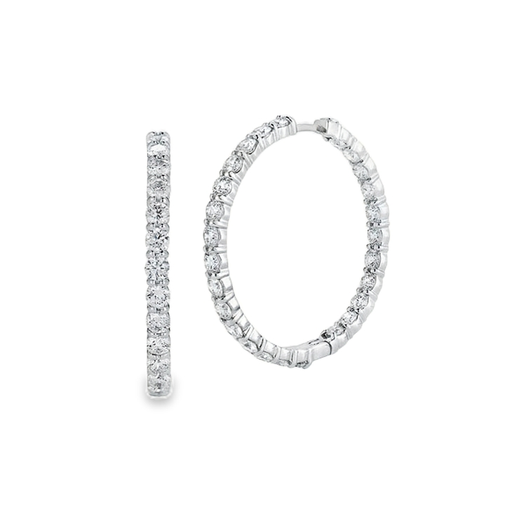 Roberto Coin 18K White Gold Perfect Diamond Hoop Inside Outside Earrings