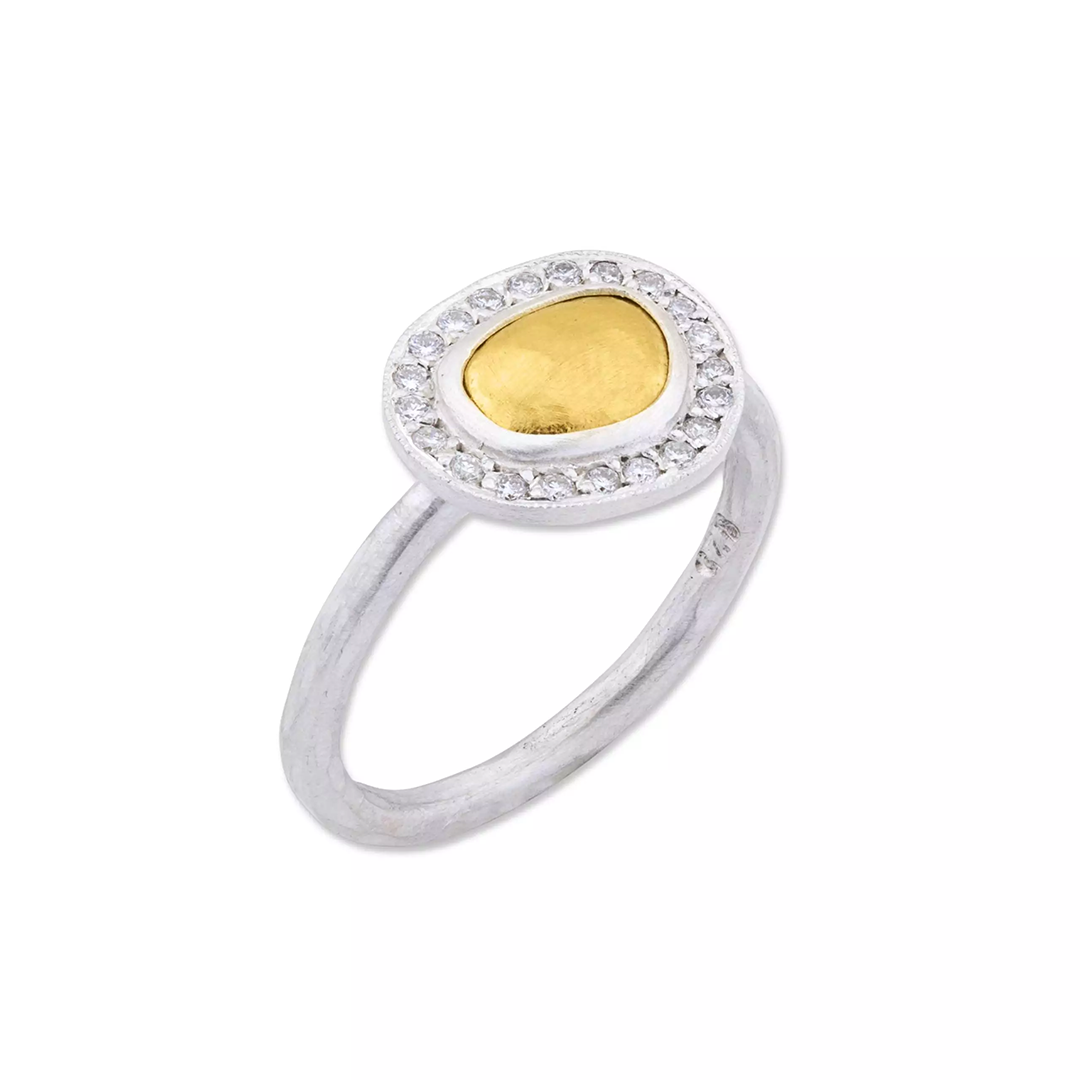 Lika Behar Sterling Silver and Hammered 24K Yellow Gold Savor Silver Diamond 