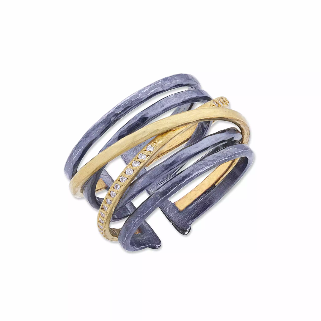 Lika Behar Sterling Silver and 22K Yellow Gold Yin and Yang Diamond 
