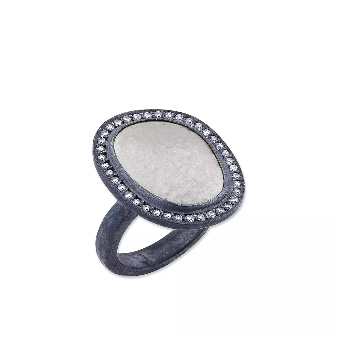 Lika Behar Hammered Oxidized Sterling Silver Savor Silver Diamond 