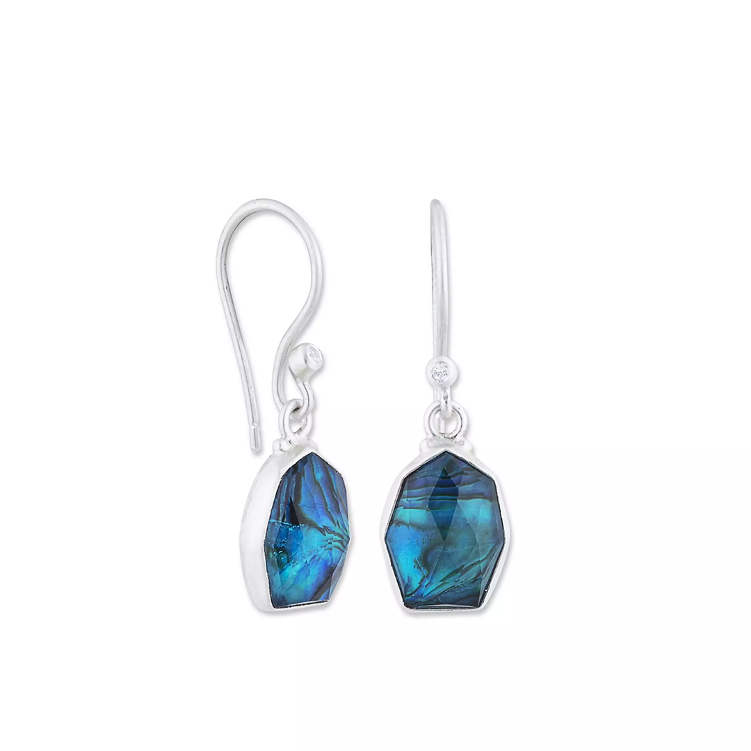 Lika Behar Sterling Silver Ocean Crystal Quartz and Abalone Doublet Earrings