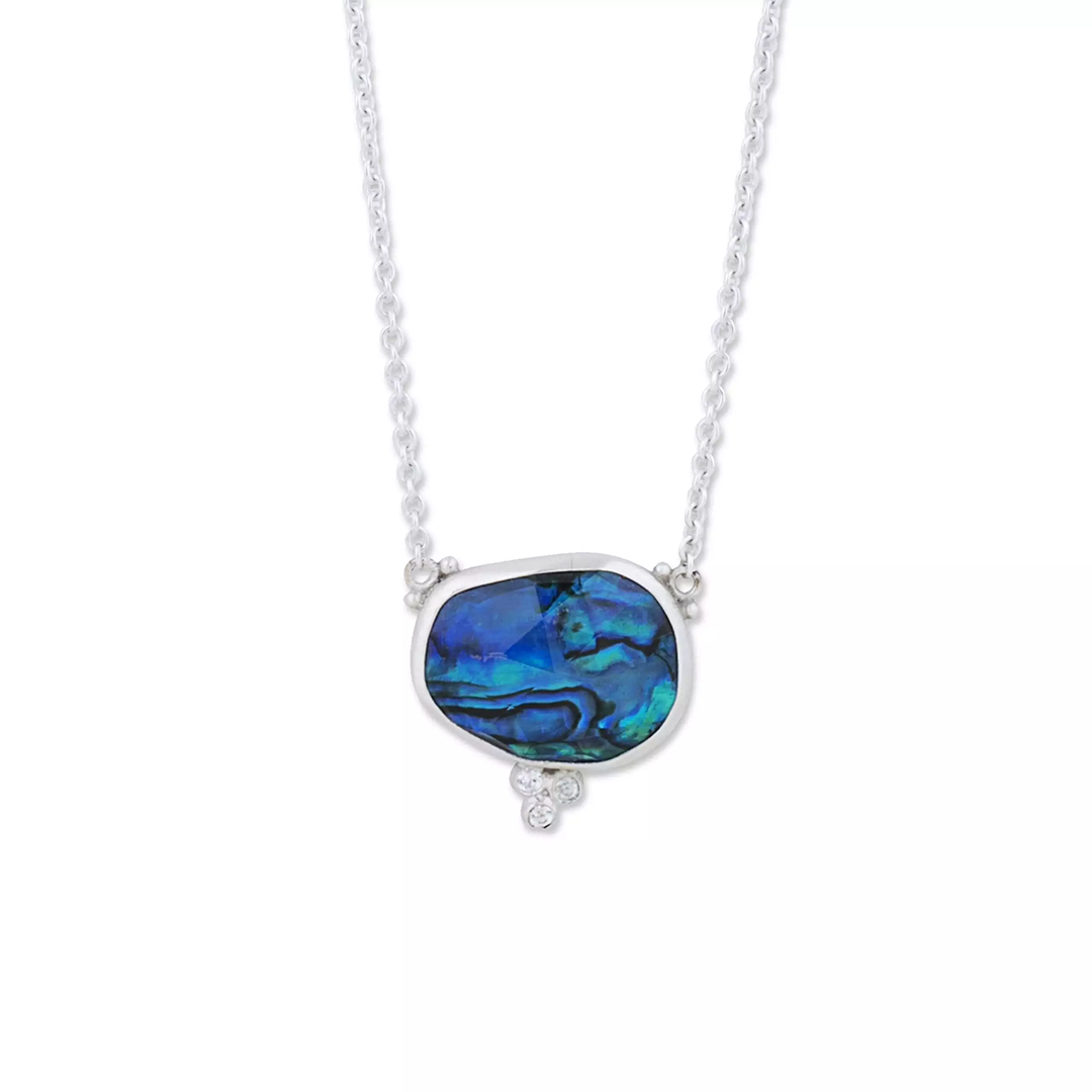 Lika Behar Sterling Silver Ocean Crystal Quartz and Abalone Doublet Necklace