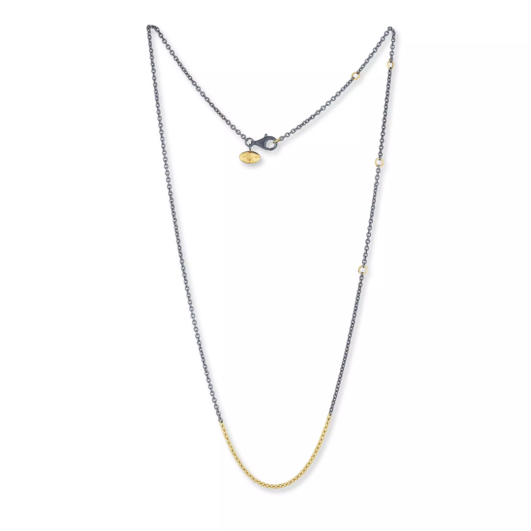 Lika Behar Oxidized Sterling Silver and 23.5K Yellow Gold Essential Chains Necklace