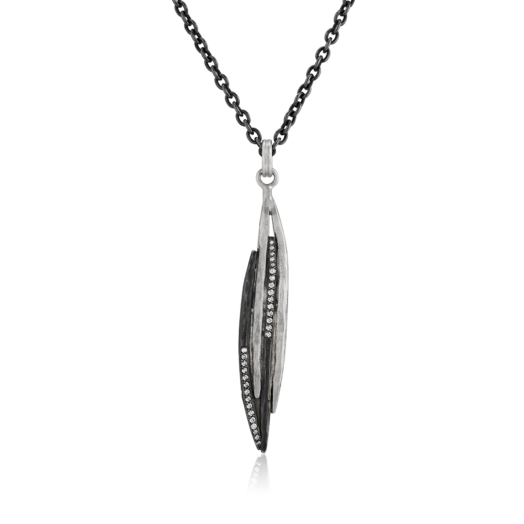 Lika Behar Oxidized and White Sterling Silver Yin and Yang Diamond 