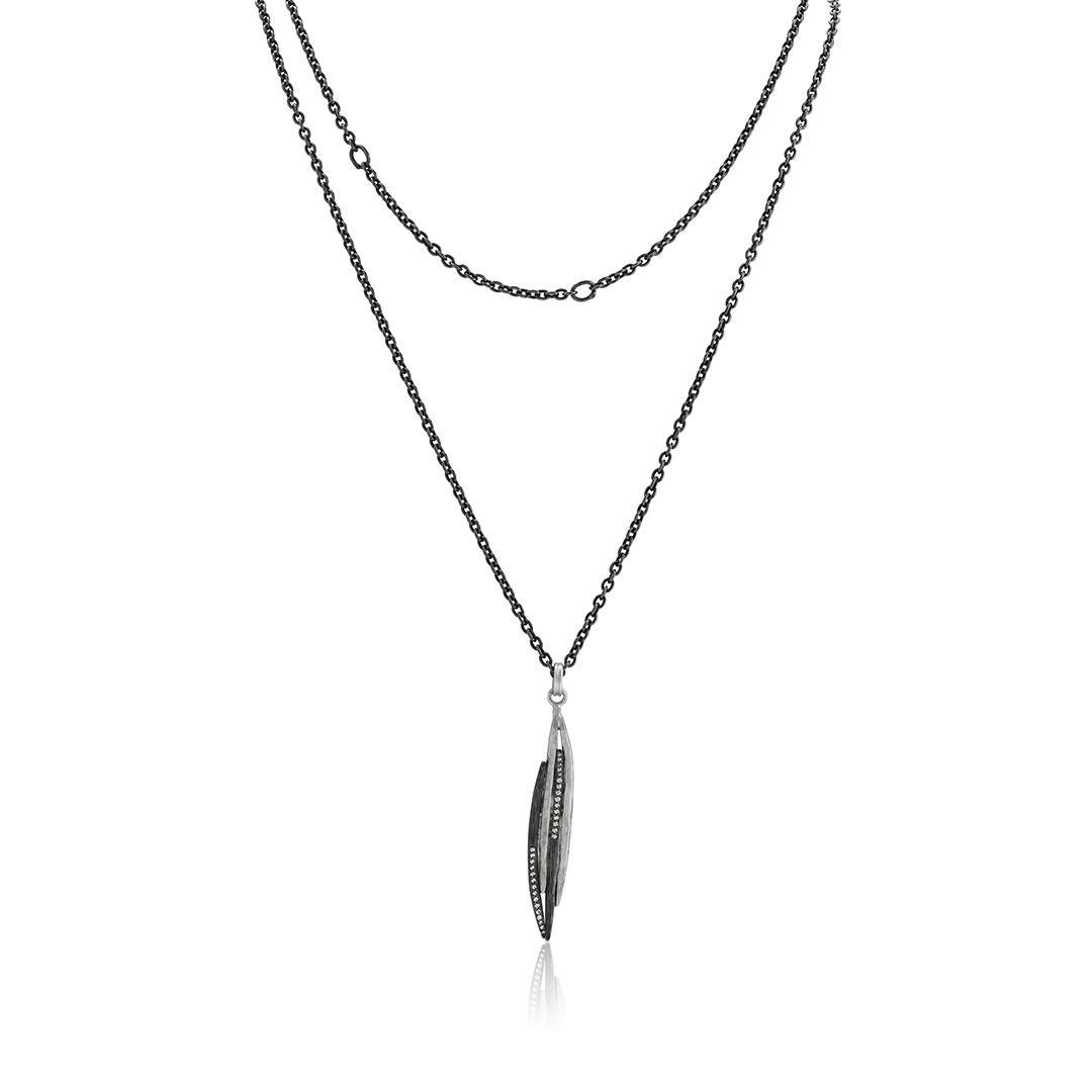 Lika Behar Oxidized and White Sterling Silver Yin and Yang Diamond 