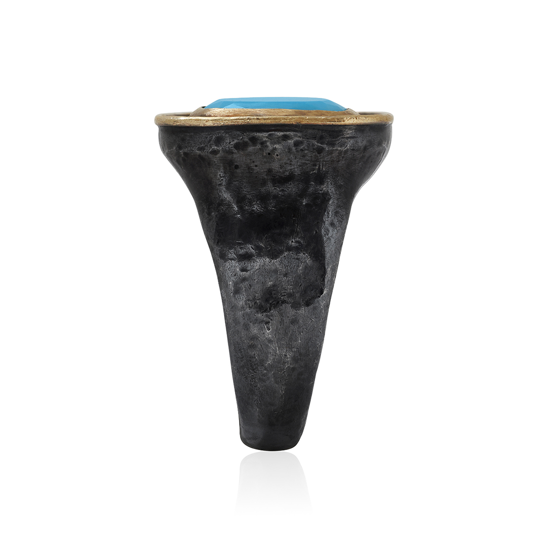 Lika Behar Oxidized Sterling Silver and 24K Yellow Gold Turquoise and Diamond 