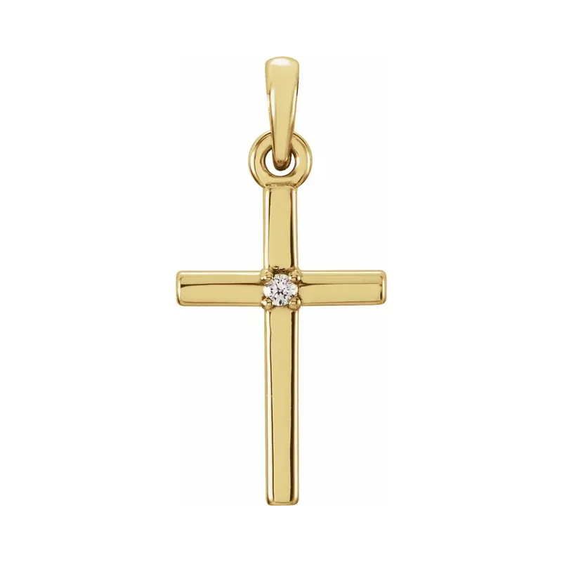 14K Yellow Gold Diamond Cross Pendant