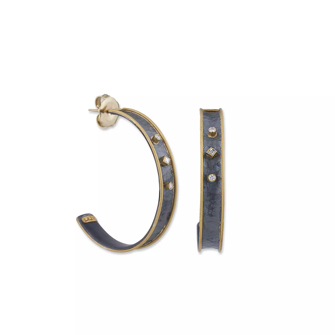 Lika Behar Oxidized Sterling Silver and 24K Yellow Gold Yin and Yang Diamond 