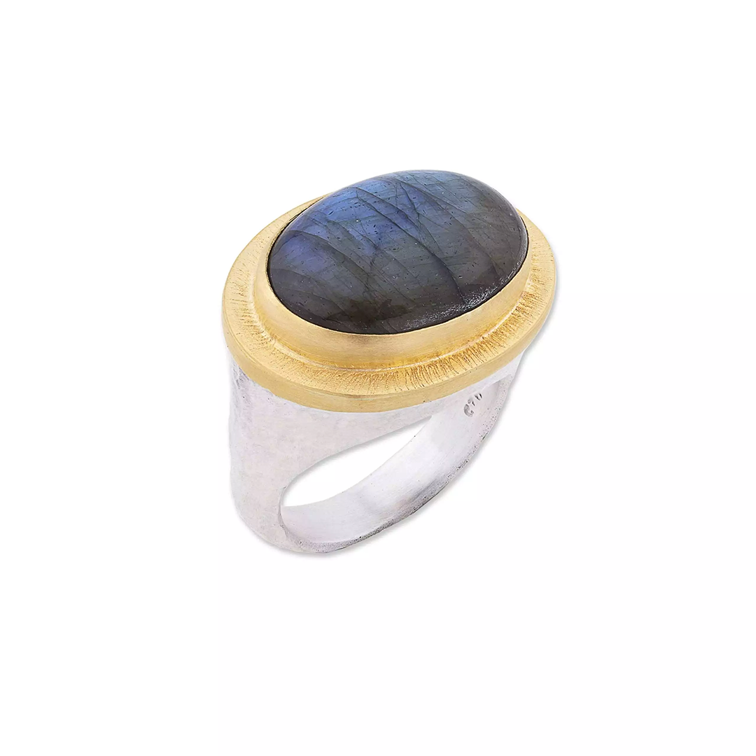 Lika Behar Hammered Sterling Silver and 24K Yellow Gold Labradorite 
