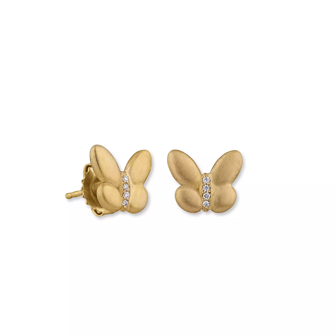 Lika Behar 22K Yellow Gold Pure Love Deserves Pure Gold Diamond "Butterfly Valley" Earrings