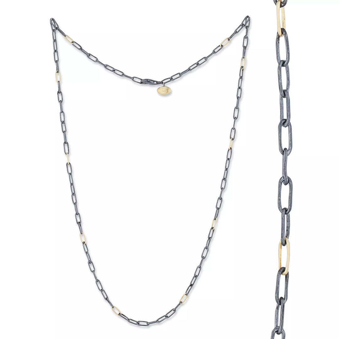 Lika Behar Oxidized Sterling Silver and 22K Yellow Gold Chain Game 