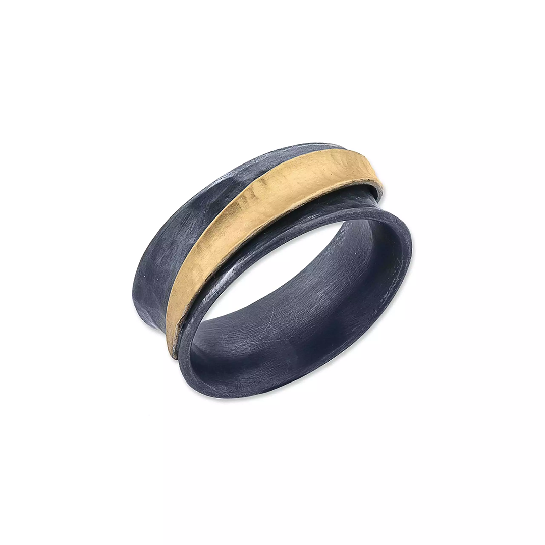 Lika Behar Oxidized Sterling Silver and 24K Yellow Gold Yin and Yang 