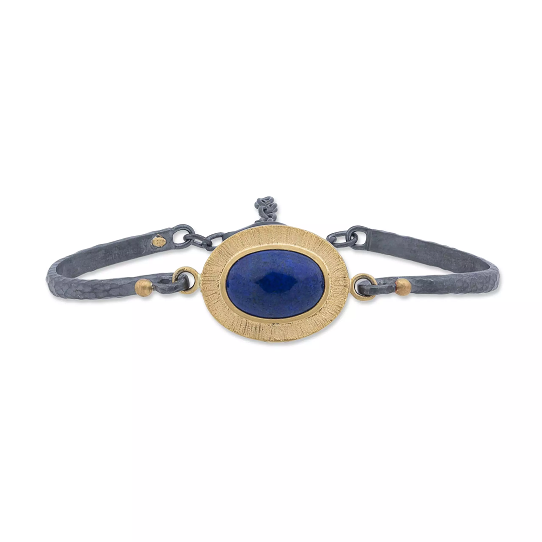 Lika Behar Oxidized Sterling Silver and 24K Yellow Gold Ocean Lapis 