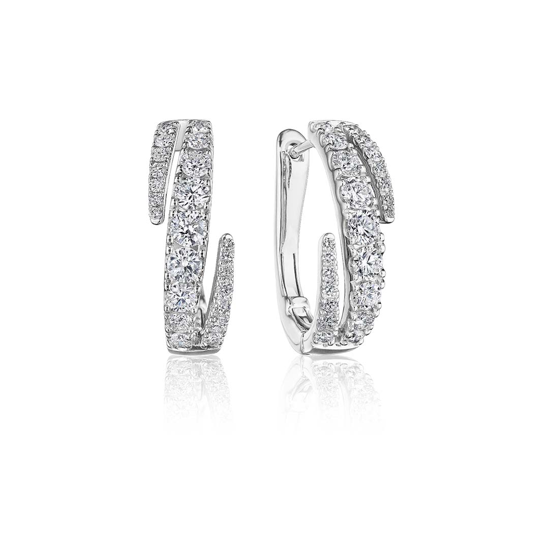 Penny Preville 18K White Gold Diamond Bypass Hoop Earrings