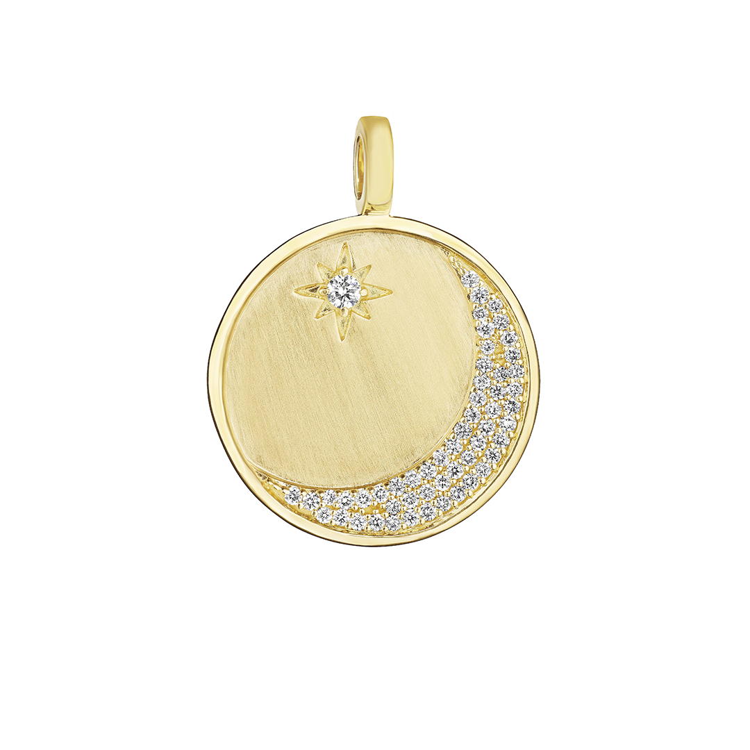 Penny Preville 18K Yellow Gold Diamond Star Crescent Medallion