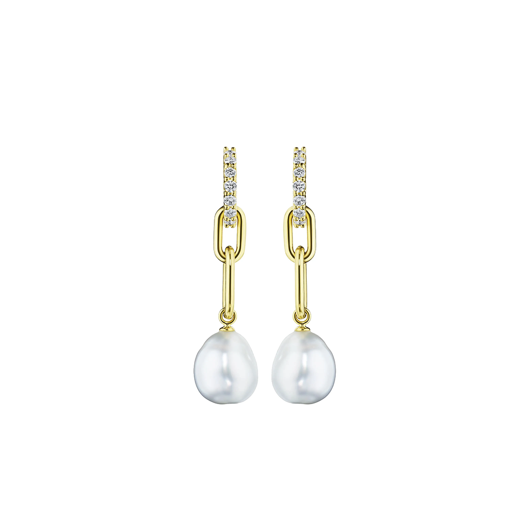 Penny Preville 18K White Gold Pearl and Diamond Drop Earrings