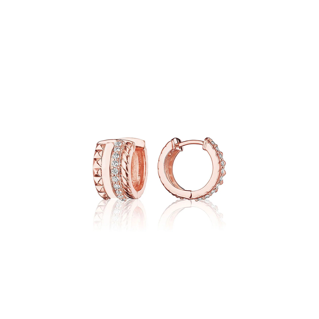Penny Preville 18K Rose Gold Diamond Huggie Earrings