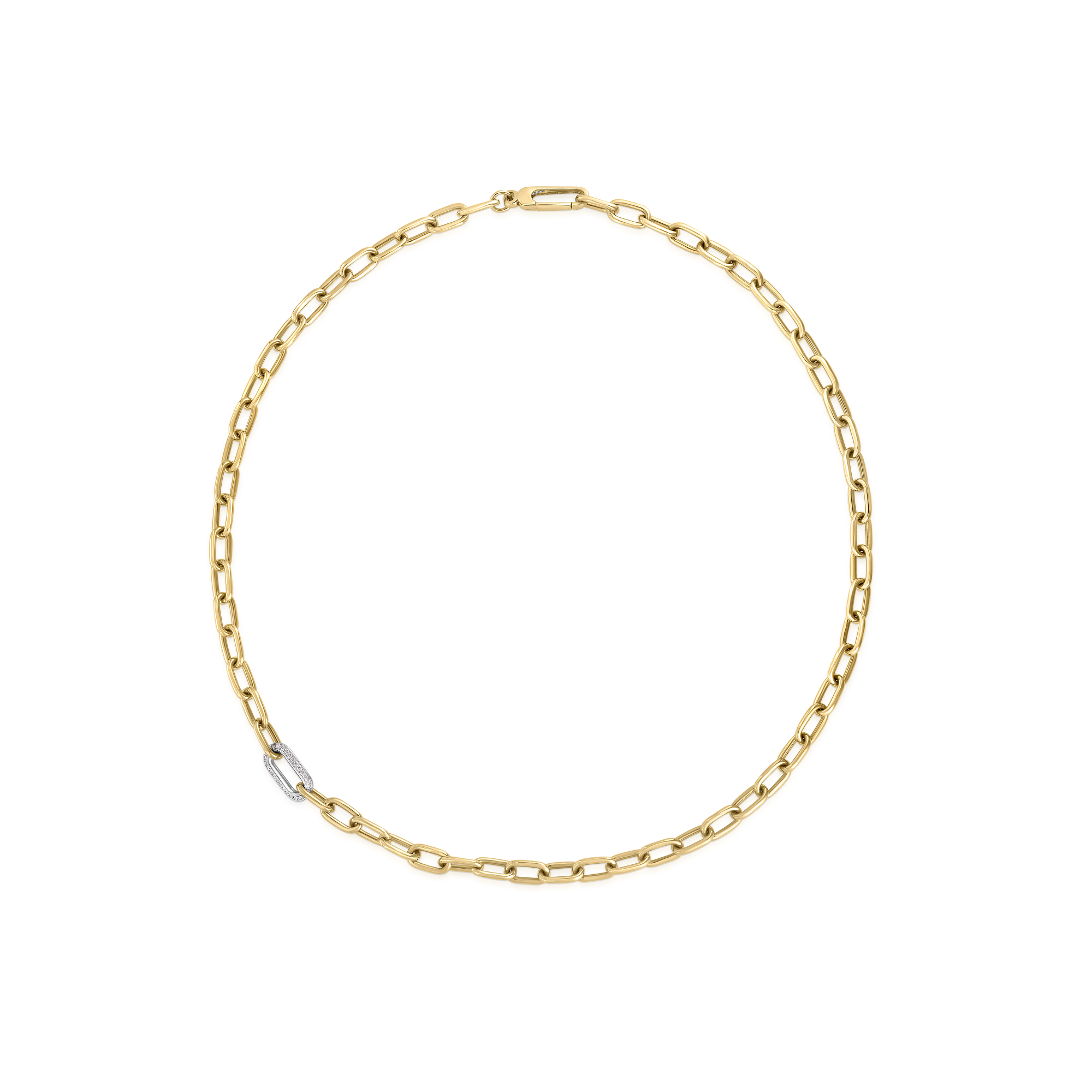 Roberto Coin 18K White and Yellow Gold Diamond Link Necklace