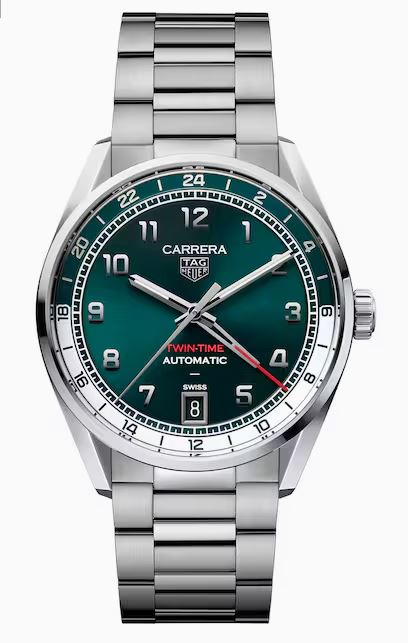 TAG HEUER CARRERA TWIN-TIME 41MM TEAL GREEN WATCH