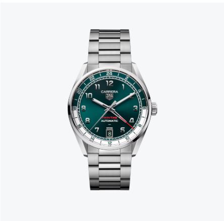 TAG HEUER CARRERA TWIN-TIME 41MM TEAL GREEN WATCH