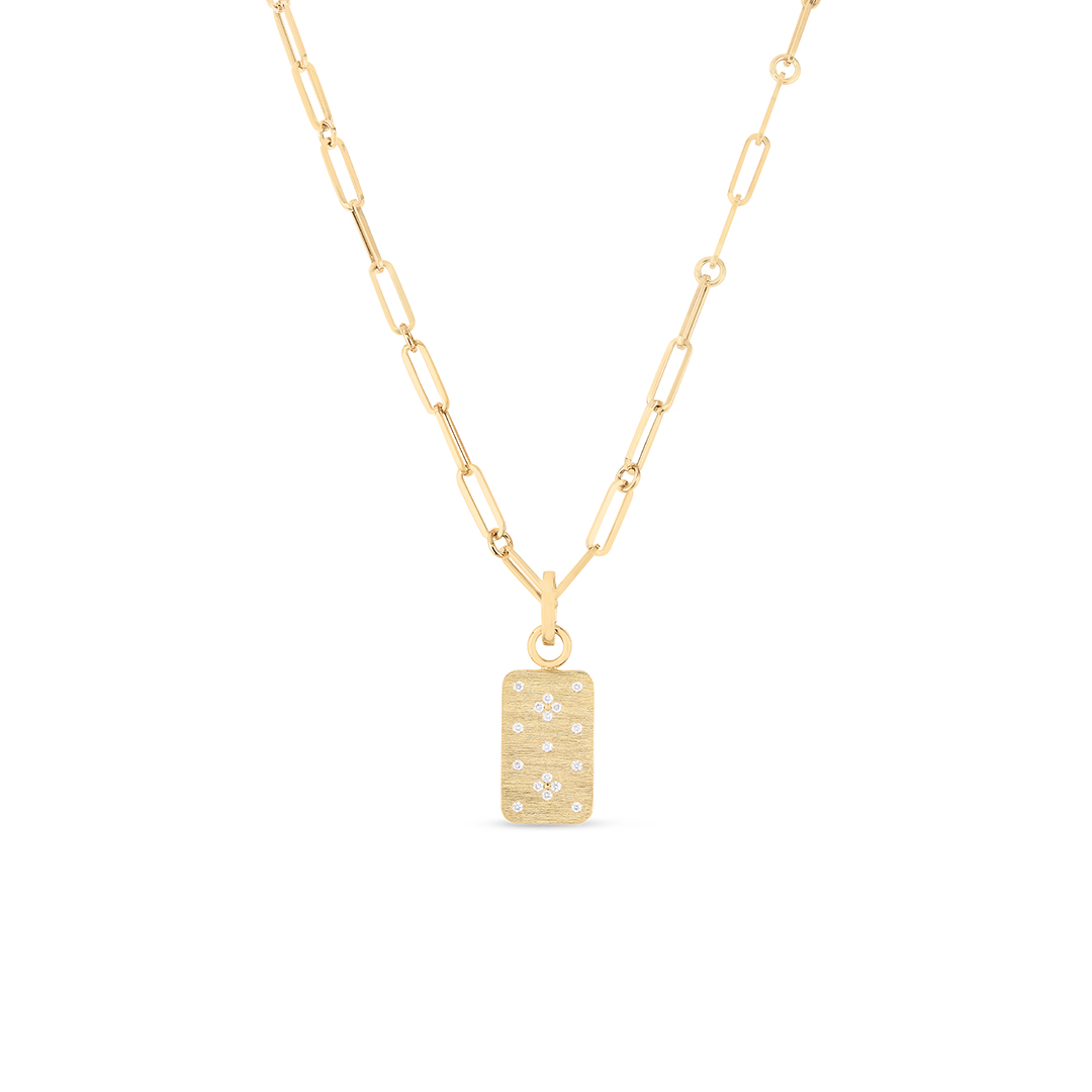 Roberto Coin 18K Yellow Gold Venetian Princess Diamond Dog Tag Necklace