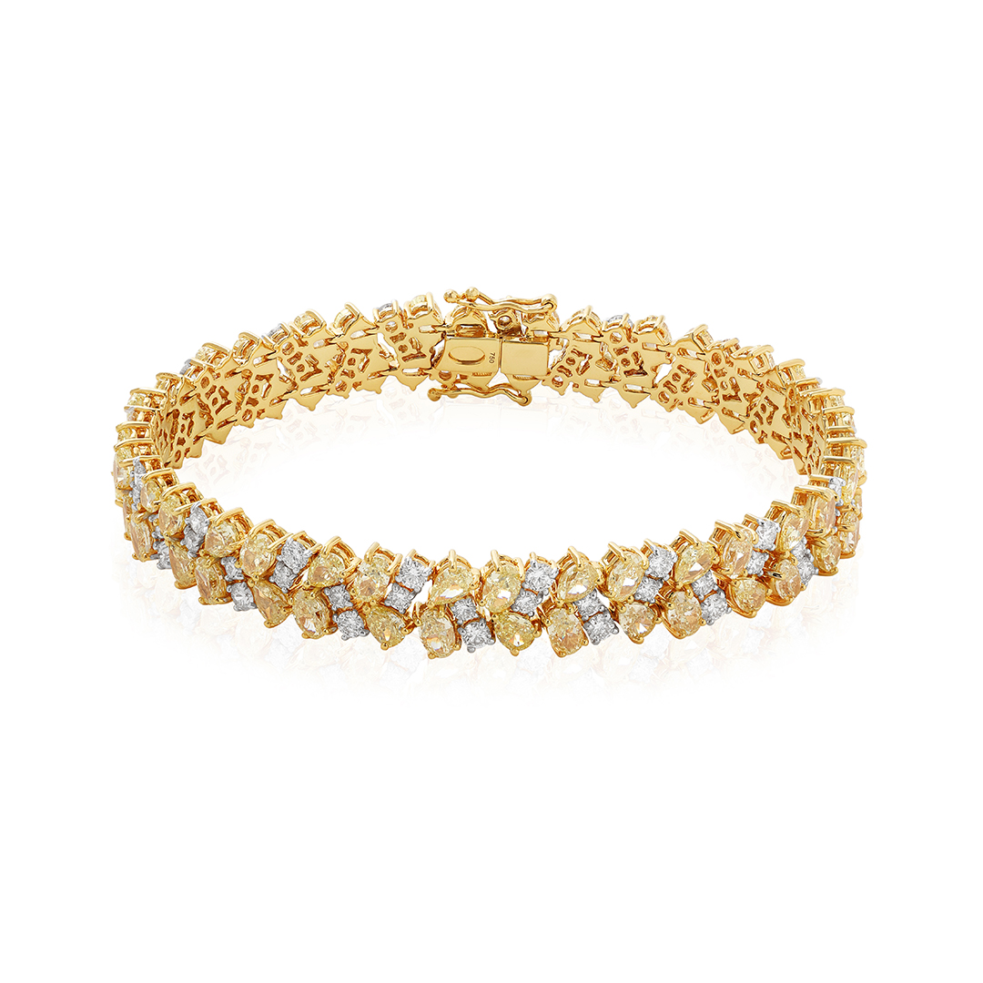 18K Yellow and White Gold Diamond Bracelet - 10351YD