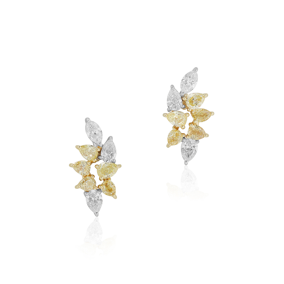 18K Yellow and White Gold Diamond Earrings