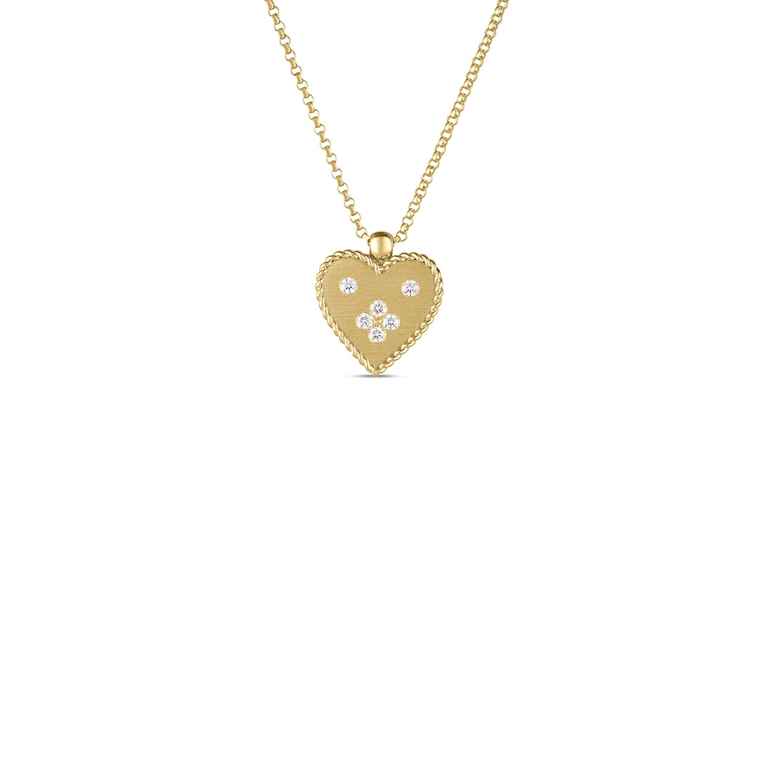 Roberto Coin 18K Yellow Gold Venetian Princess Diamond Heart Medallion Necklace