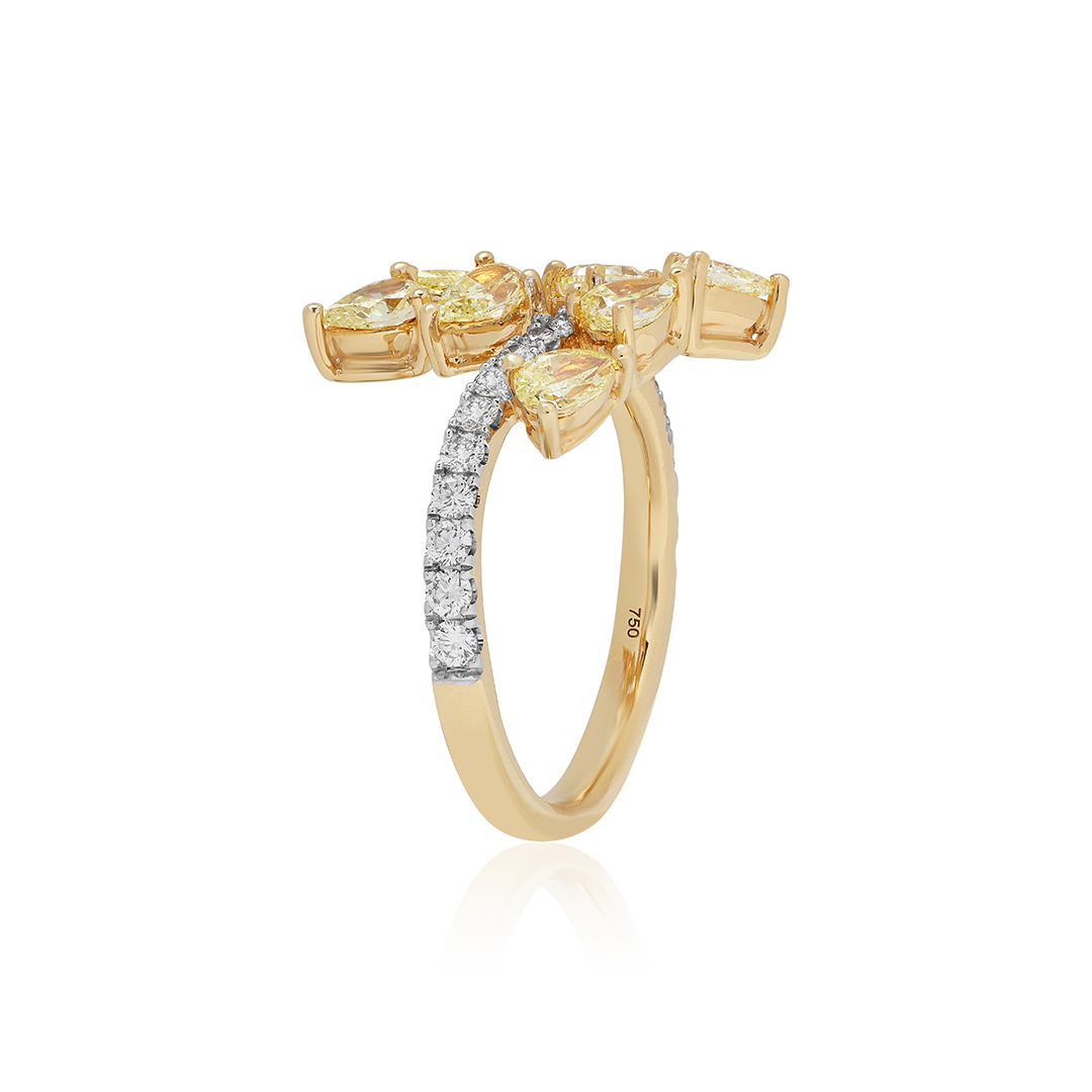 18K yellow and white gold diamond ring