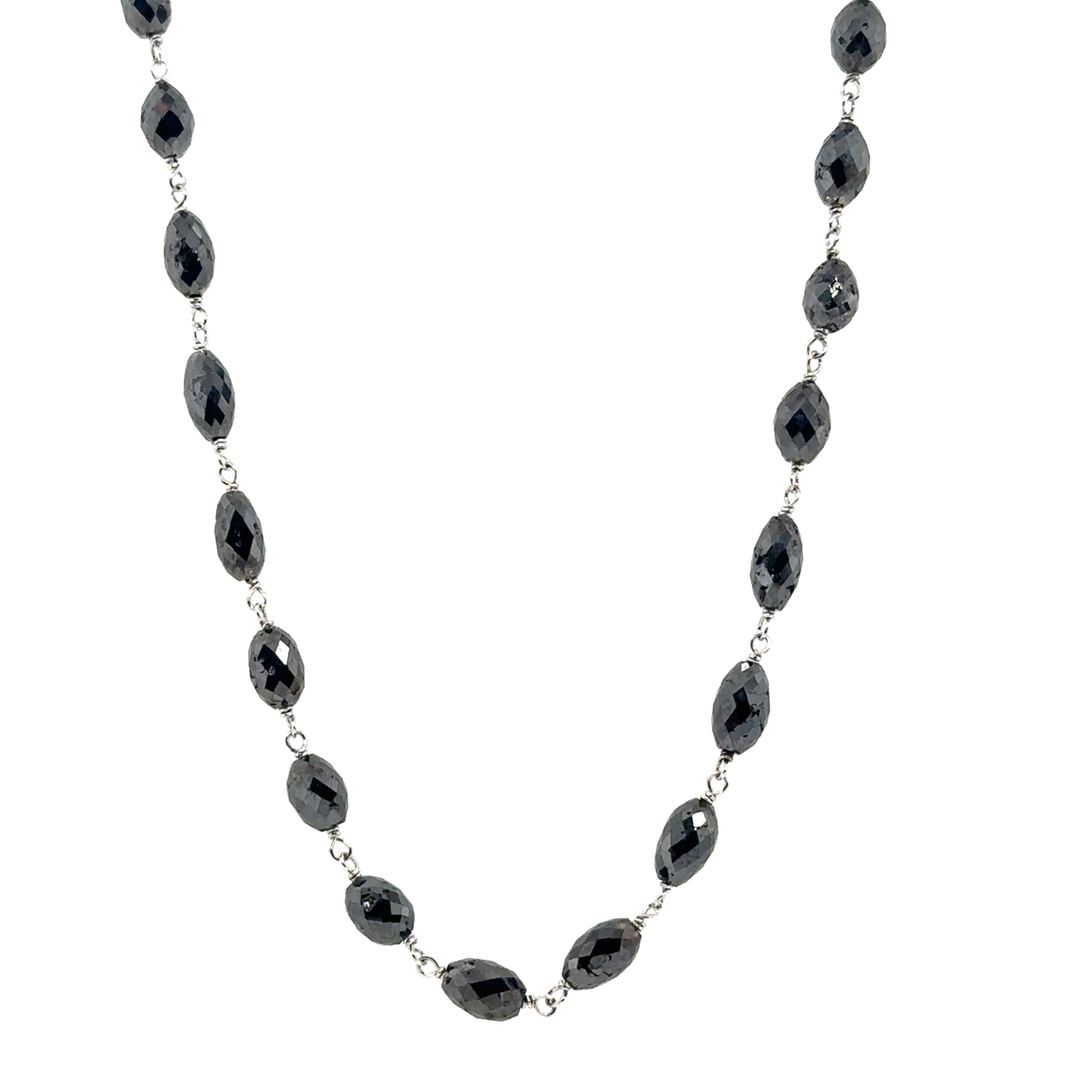 18K White Gold Black Diamond Necklace