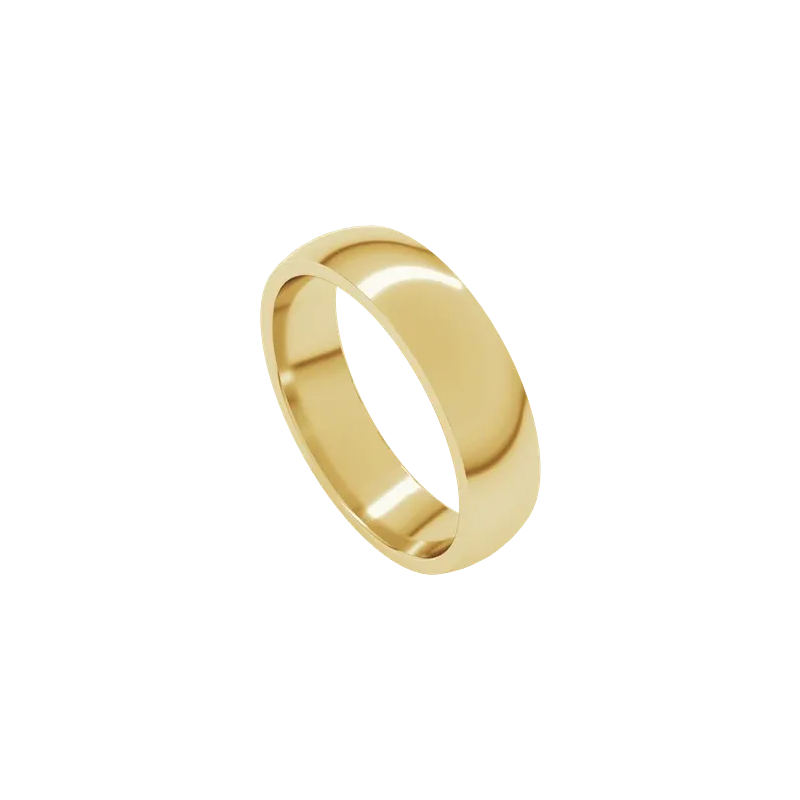 14K Yellow Gold Half Round Comfort Fit Band