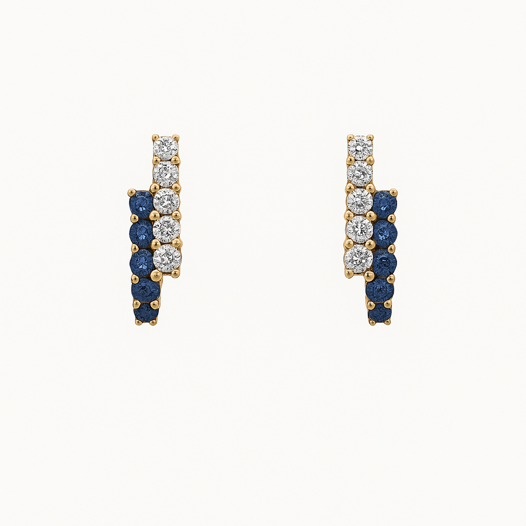 Penny Preville 18K Yellow Gold Diamond and Blue Sapphire Bypass Earrings