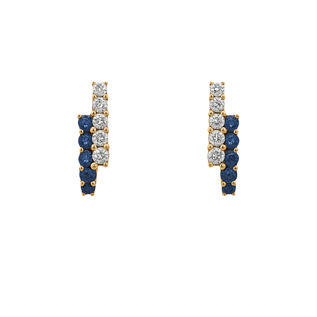 Penny Preville 18K Yellow Gold Diamond and Blue Sapphire Bypass Earrings
