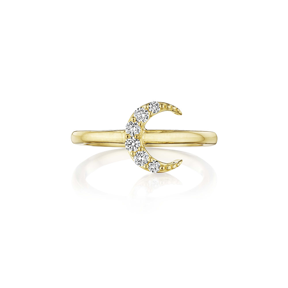 Penny Preville 18K Yellow Gold Diamond Crescent Moon Ring