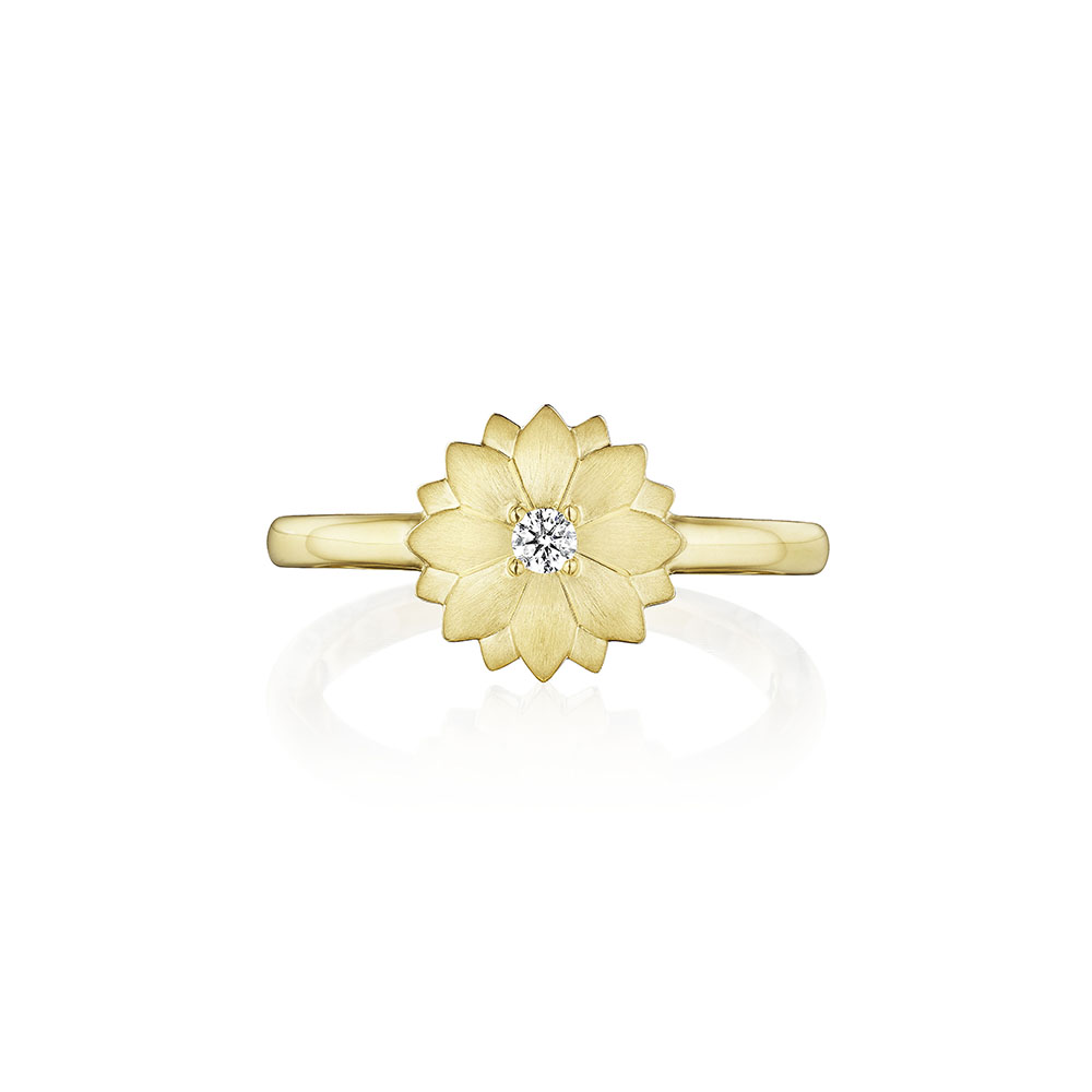 Penny Preville 18K Yellow Gold Diamond Lotus Flower Ring