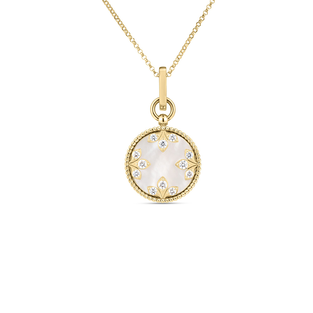 Roberto Coin 18K Yellow Gold Colored Medallions Mother of Pearl and Diamond Necklace