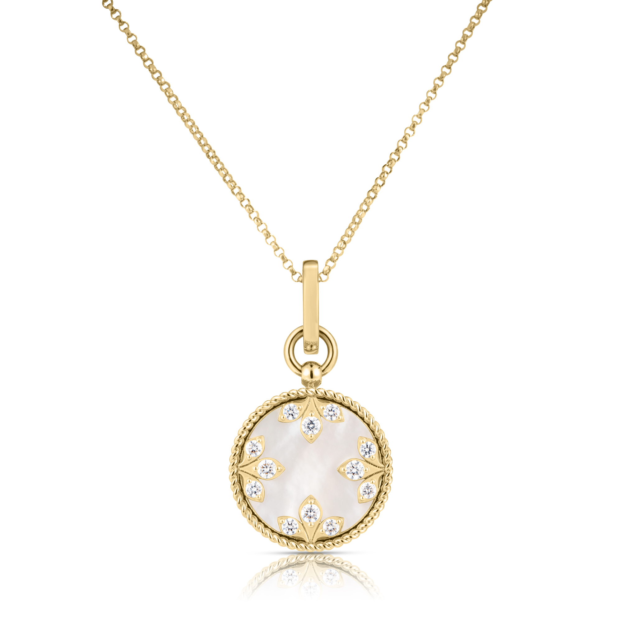 Roberto Coin 18K Yellow Gold Colored Medallions Mother of Pearl and Diamond Necklace