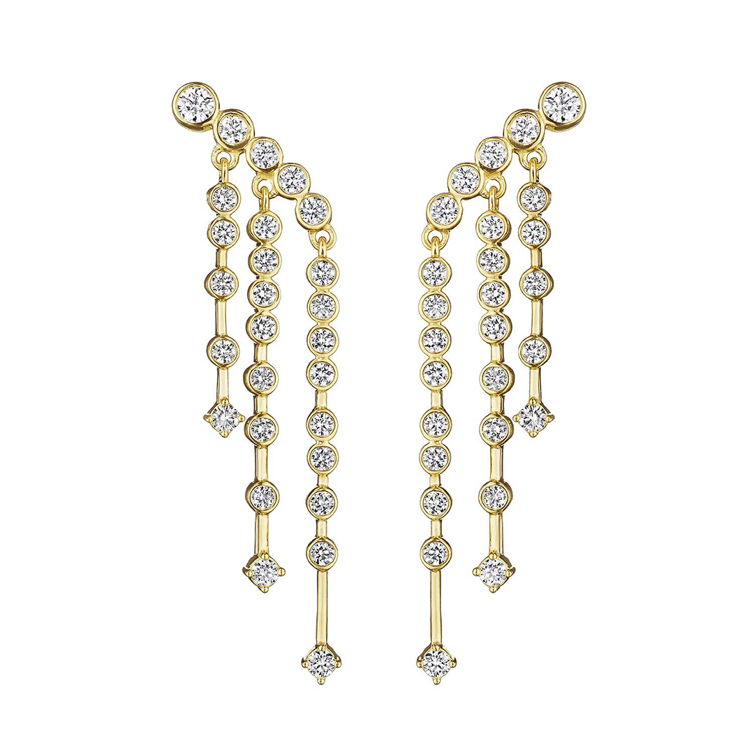 Penny Preville 18K White Gold Cascade Diamond Dangle Earrings