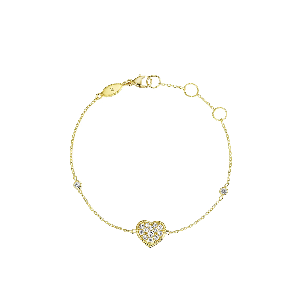 Penny Preville 18K Yellow Gold Petite Penny Diamond Heart Bracelet