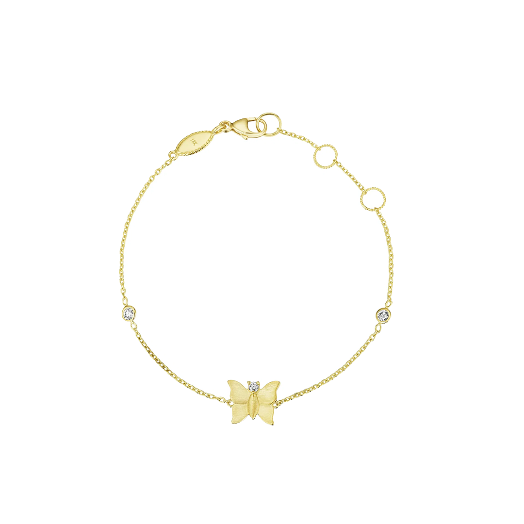 Penny Preville 18K Yellow Gold Petite Penny Diamond Butterfly Bracelet