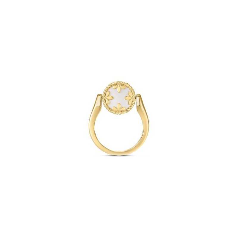 Roberto Coin 18K Yellow Gold Colored Medallions Turquoise Mother of Pearl and Diamond Ring
