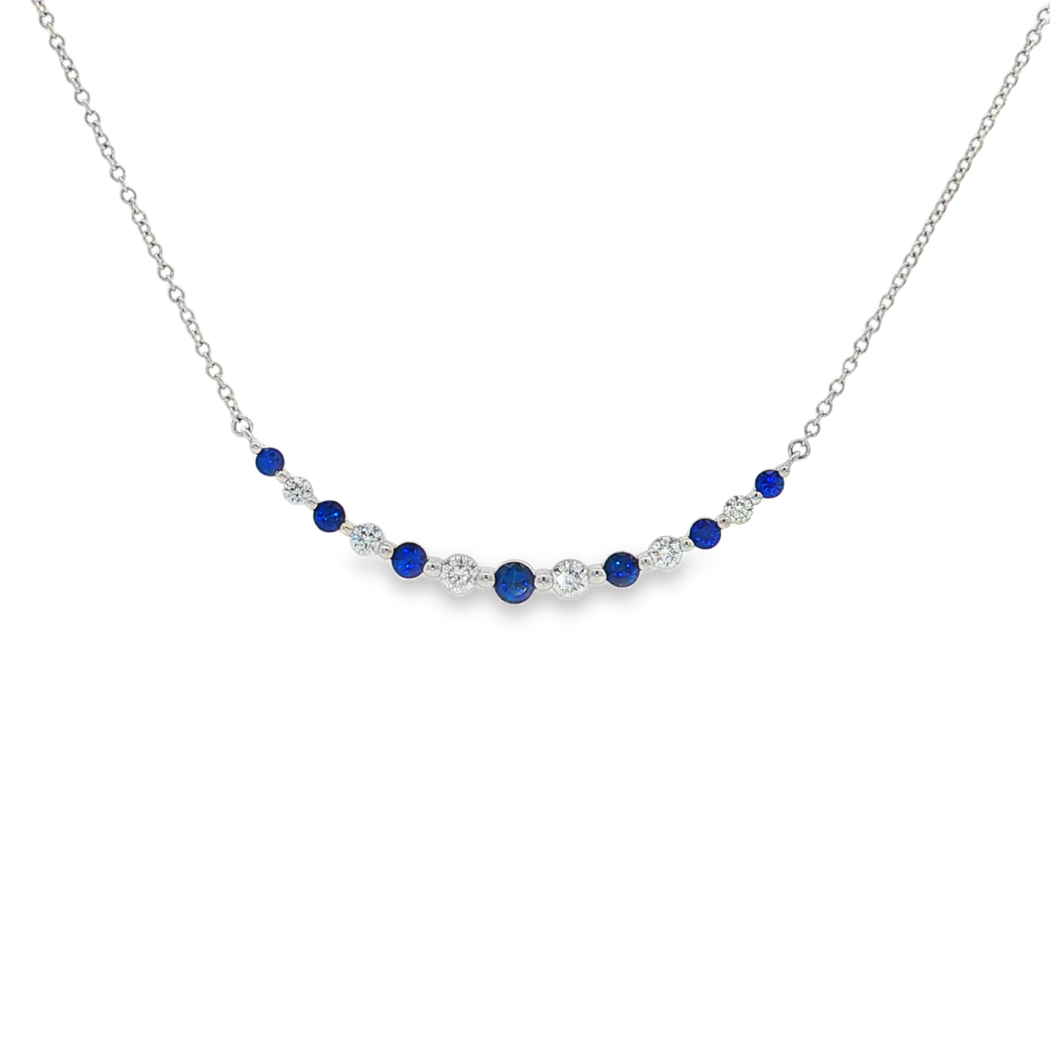 18K White Gold Sapphire and Diamond Smiley Necklace