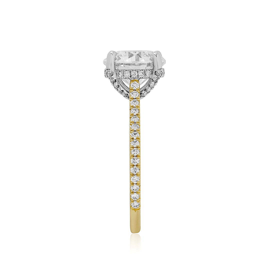 18K Yellow Gold Platinum Solitaire Diamond Ring