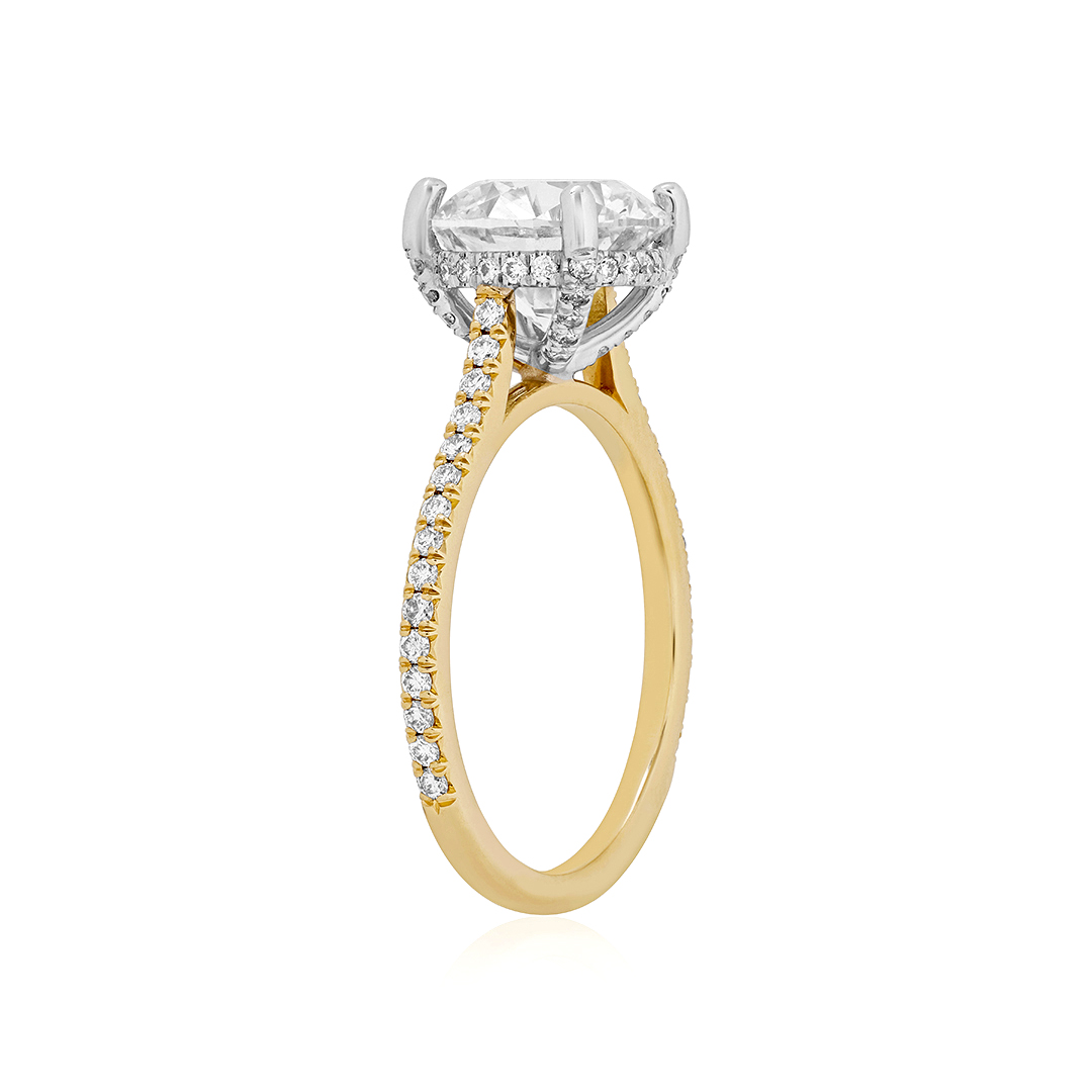 18K Yellow Gold Platinum Solitaire Diamond Ring