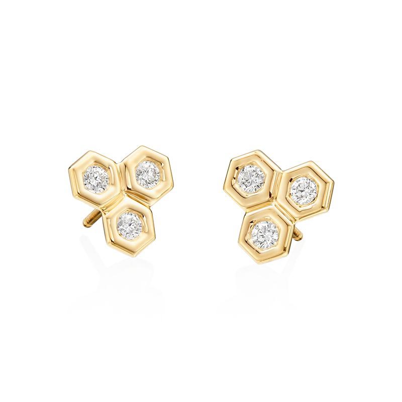 Gumuchian Fils 18K Yellow Gold Diamond "B" Stud Earrings