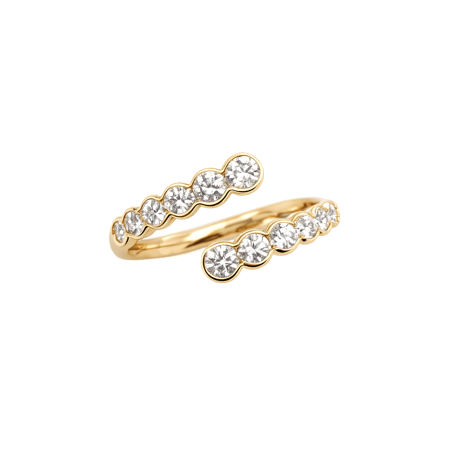18K Yellow Gold Diamond Bypass Ring