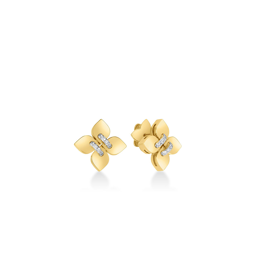 Roberto Coin 18K Yellow and White Gold Venetian Princess Diamond Stud Earrings